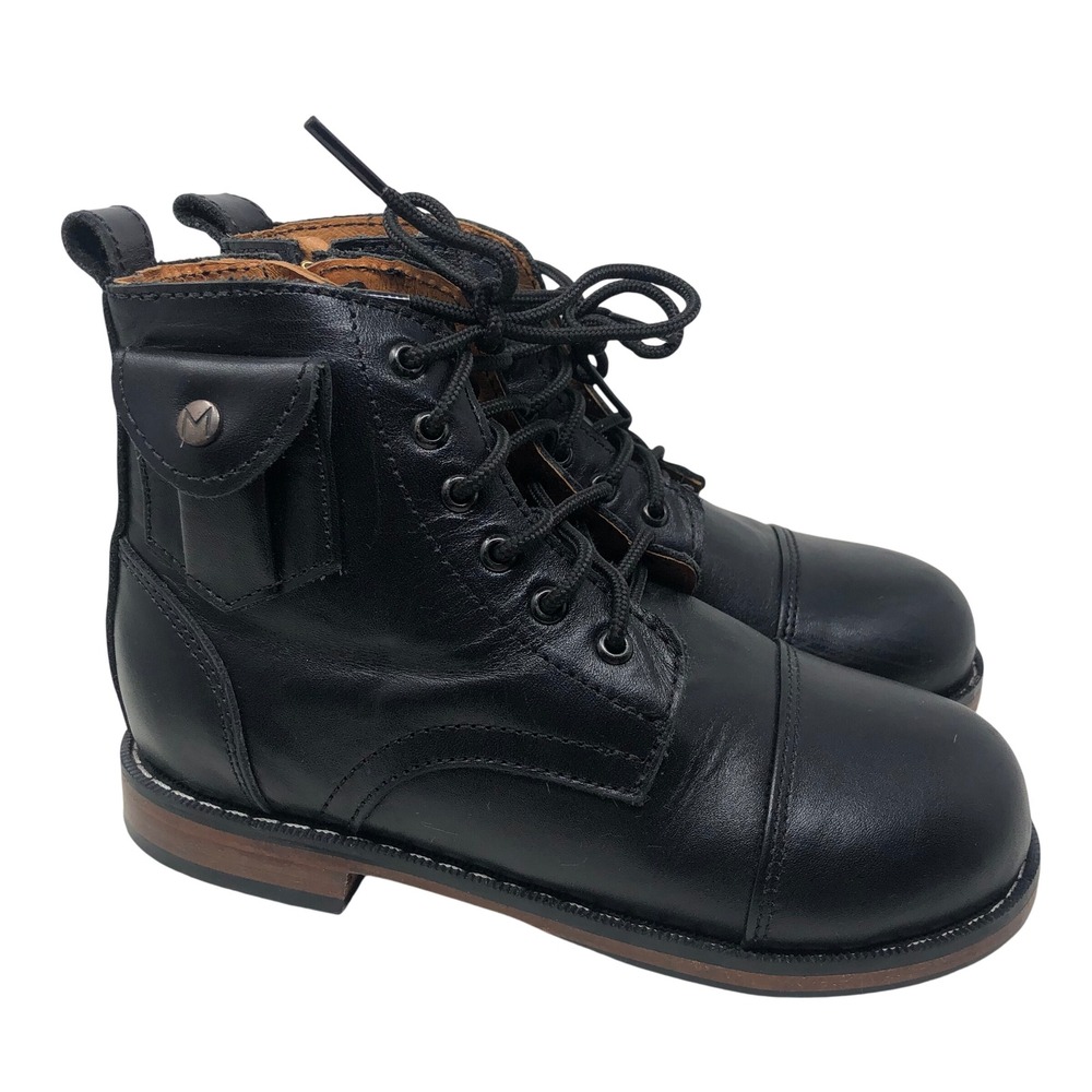 Mikoleon Fearless Combat Boots Kids 30 US 12.5 Black Leather Pocket Side Zip